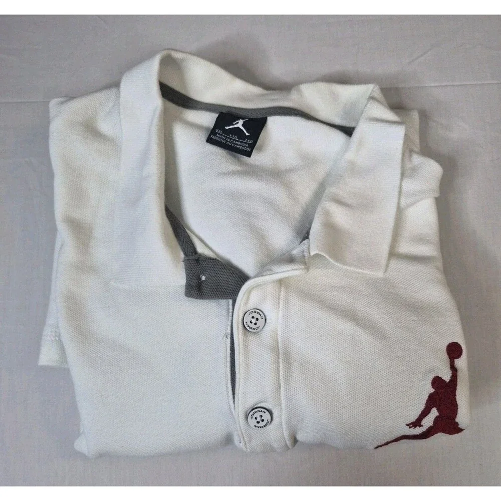 Jordan Shirt Men's Size 2XL White Polo Jumbo Jumpman Colorblock Nike Air